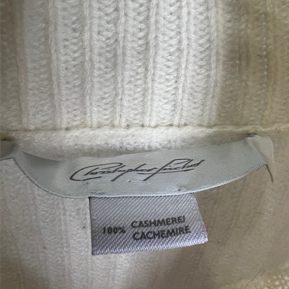 Christopher Fischer Women's Sweater Cashmere Pullover Cream Knit Turtleneck Sz S - Picture 8 of 9